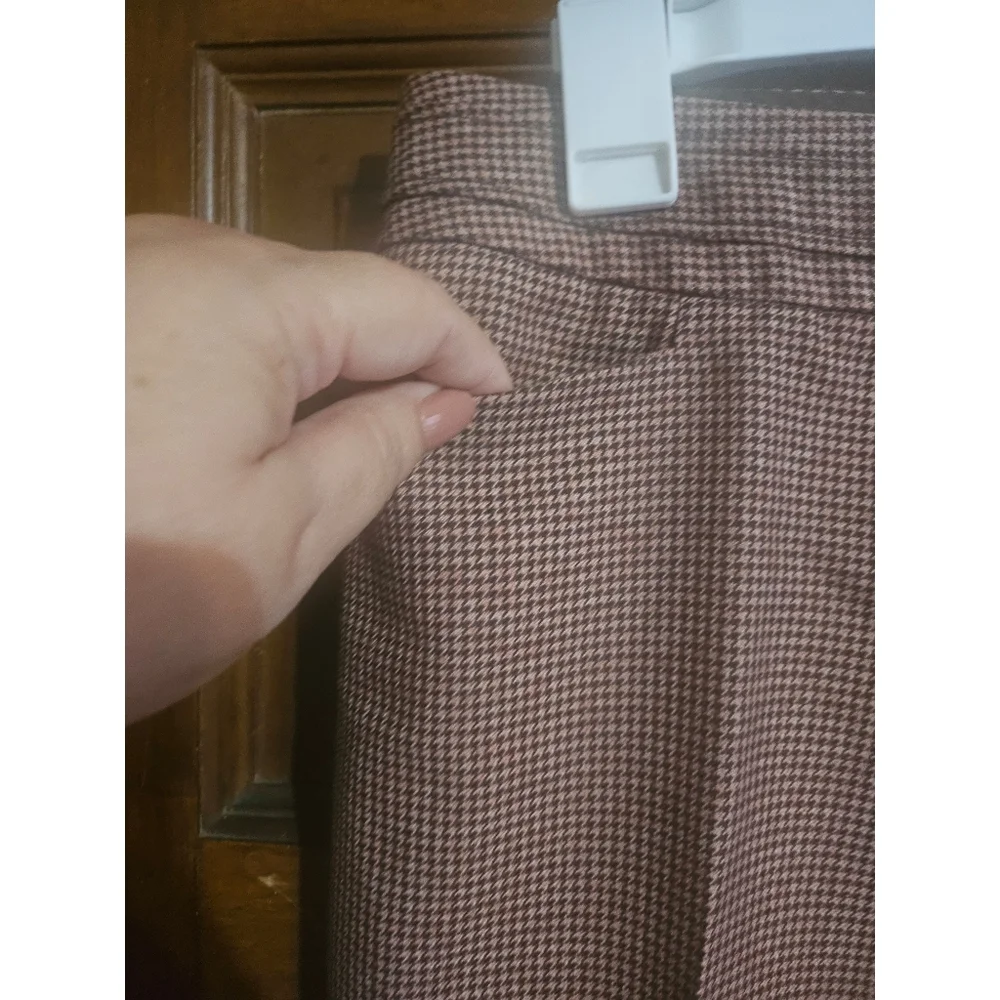 The Limited Brown Microcheck Straight-Leg Trousers